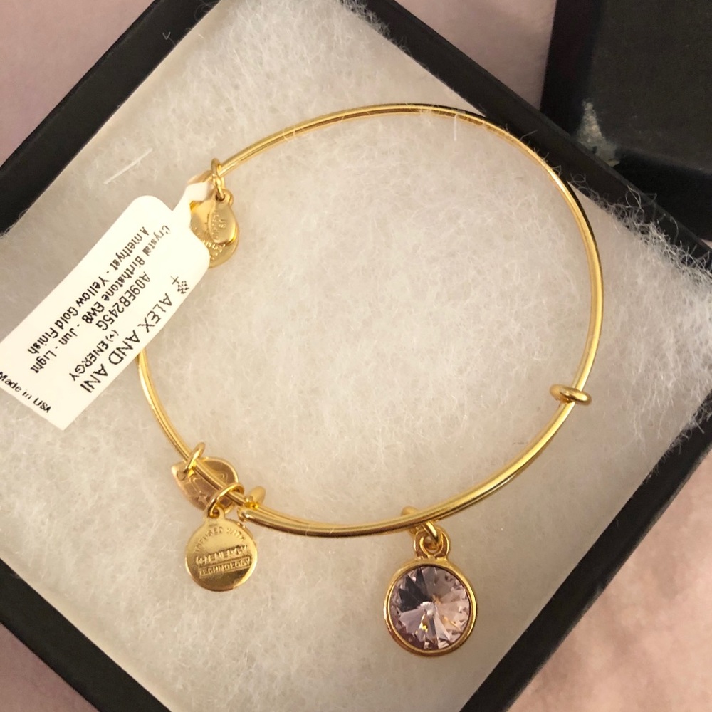 NWT Alex and Ani pink stone gold bracelet
